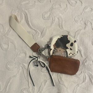 Cow Print and Brown Wristlet Set